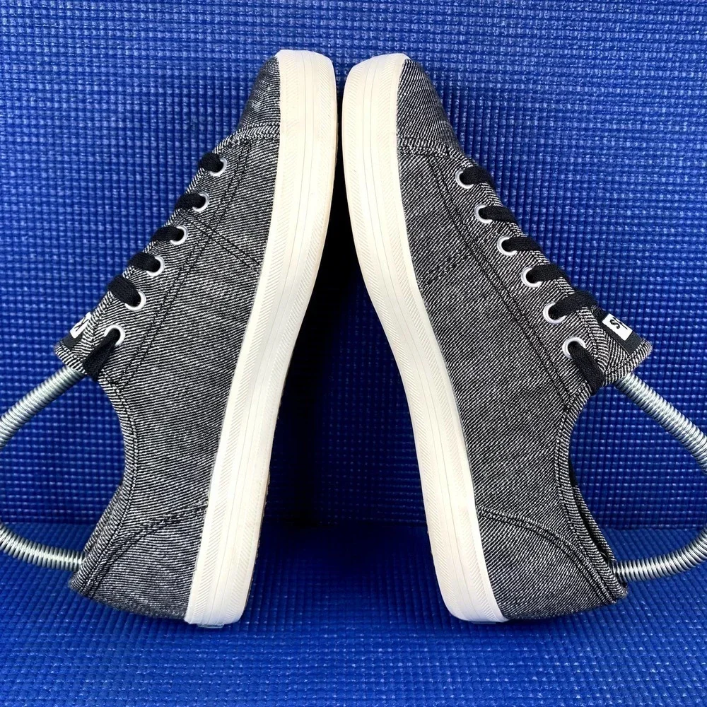KEDS KICKSTART DENIM TWILL Women`s Size 7.5 Grey Black Comfort Shoes WF58556